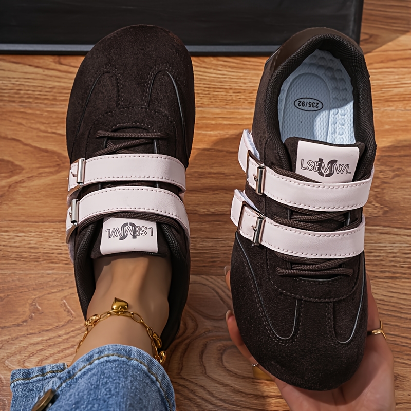 TEMU Women's Vintage Double- Casual Sneakers, Stylish Low-, Wear-resistant And Versatile Shoes, For Jeans, Dresses And Daily Casual Outfits, Women
