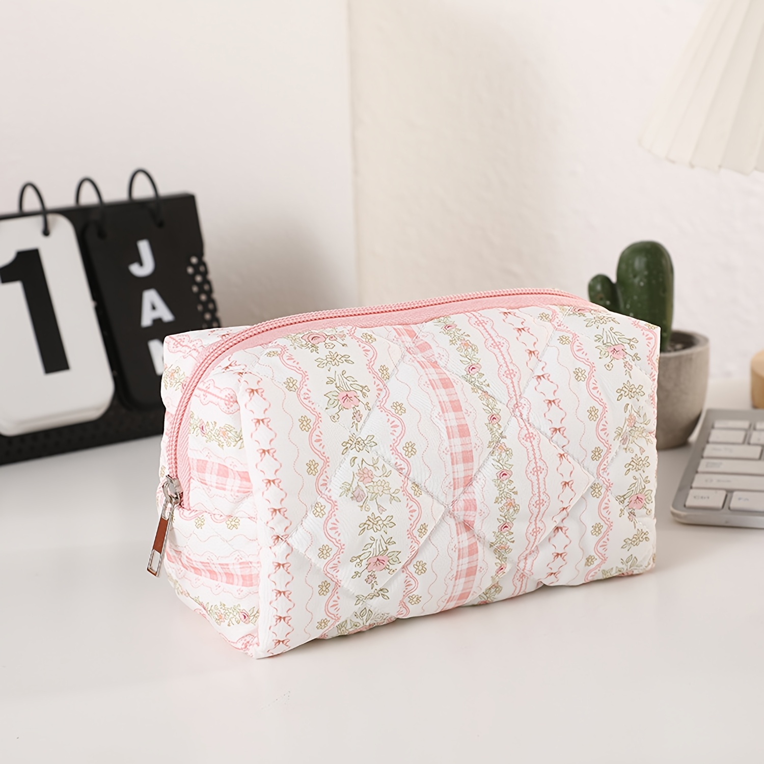 TEMU 1pc Soft Pillowcase Shaped Pencil Case, Colorful Floral Stationery Bag Office Supplies Organizer, Fashionable Portable School Supplies Gift For