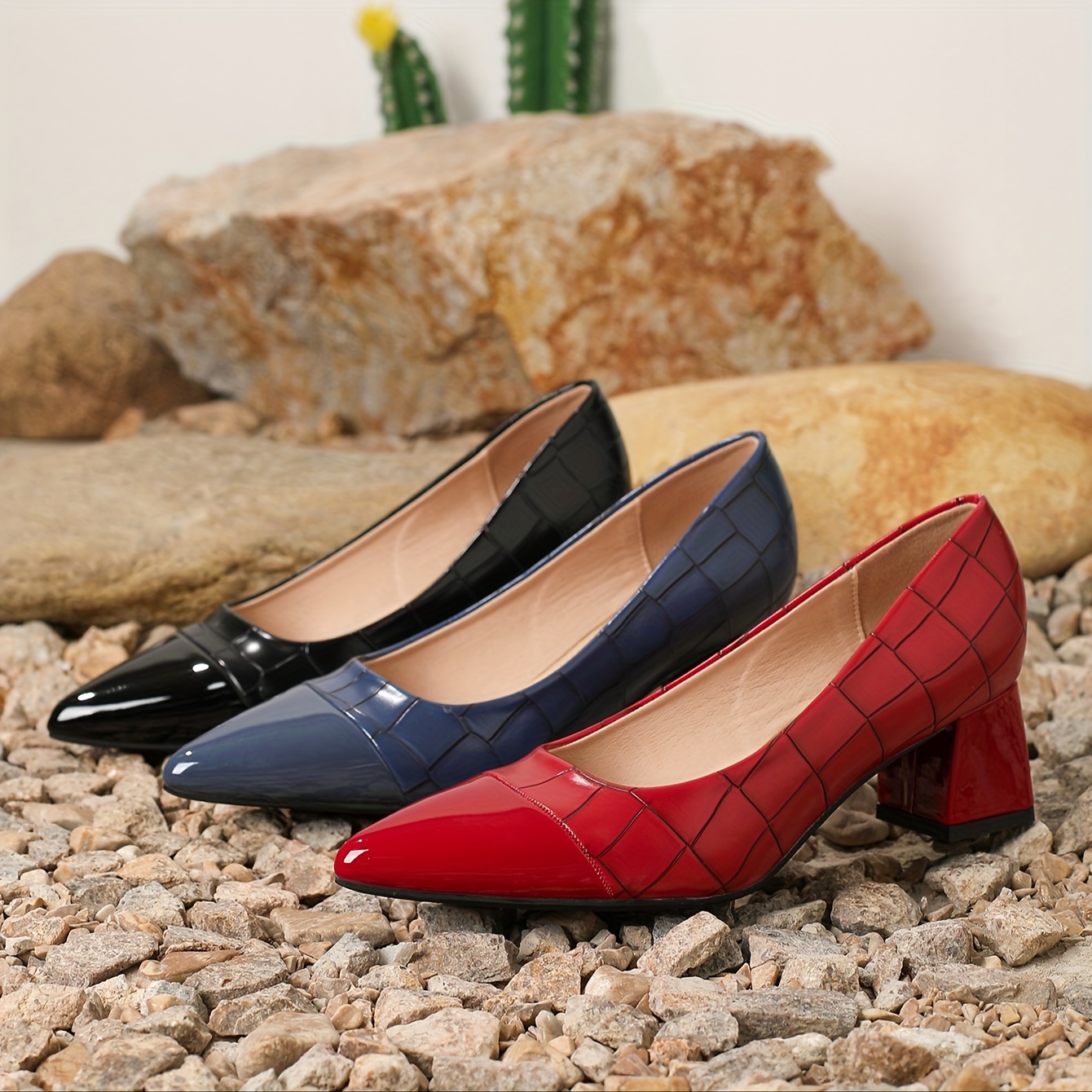 temu ladies dress shoes Fashionable Elegant Chunky Heel * Women'* Shoes, Women Shoes