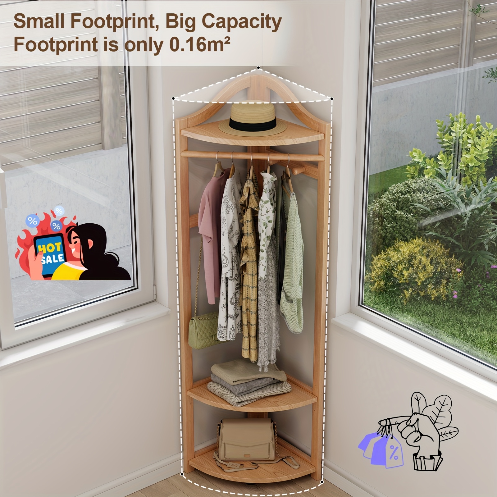 Corner Shelf Garment Rack Clothes Rack With Shelves, L Shaped Clothing ...