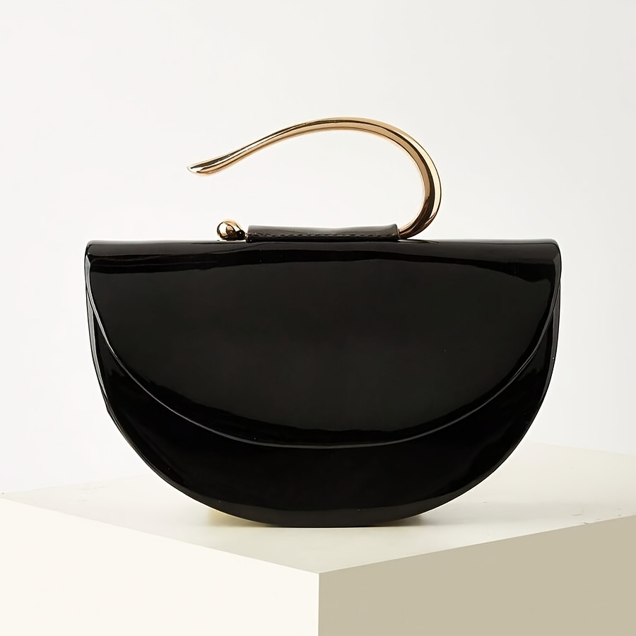 TEMU Glossy Half-round Evening Bag, Formal Clutch For Weddings, Meetings, Parties, And . Ideal Gift For Women