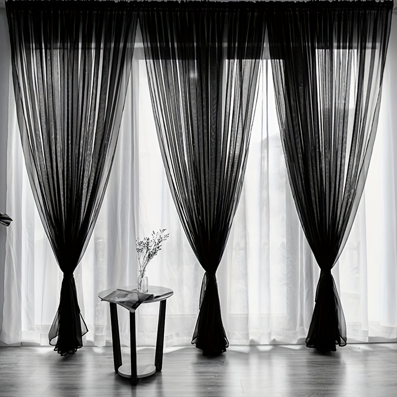 TEMU Window Curtain Panel, 3.28ft X 6.56ft, Light-filtering Solid Color Drape, Easy-to-hang Rod , Washable, Perfect For Decor