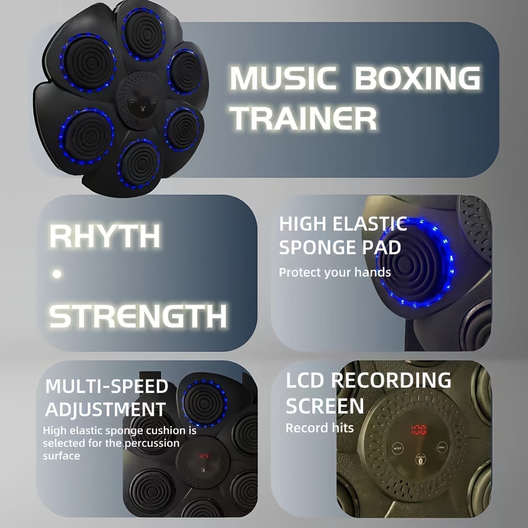 1pc electric boxing machine 9   18 speed options no drill installation   6 large punching  s connects to mobile phone music smart music boxing   reaction speed rhythm exercise equipment   gloves best birthday gift Product details 3