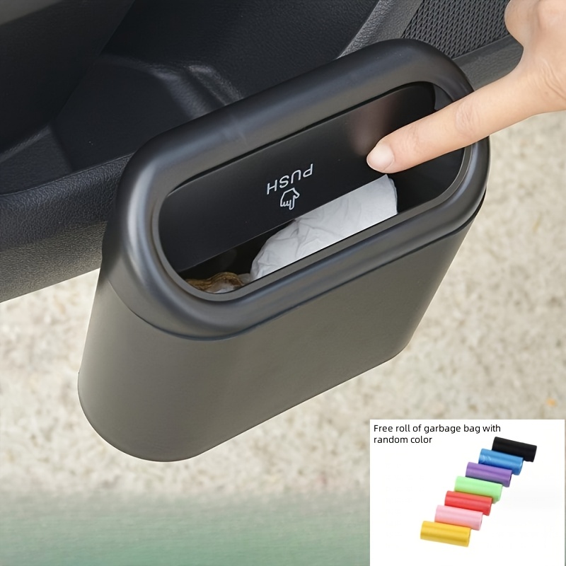 

Spacious Car Trash Can With Lid, Pp Material, With 1 Roll Of Garbage Bags, For Vehicle Organization And Storage