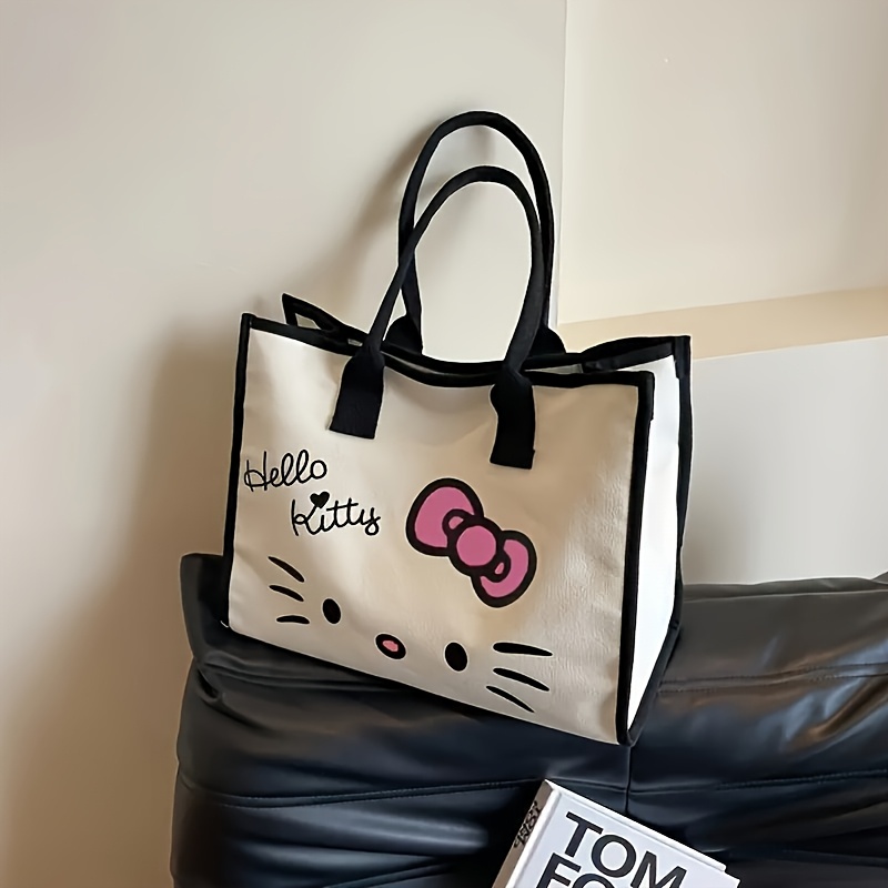 TEMU For Hello Kitty Tote Bag - Durable, Stylish, And Spacious Shoulder Handbag For School, Work, Travel, And Daily Use - Cute, And Easy-to-