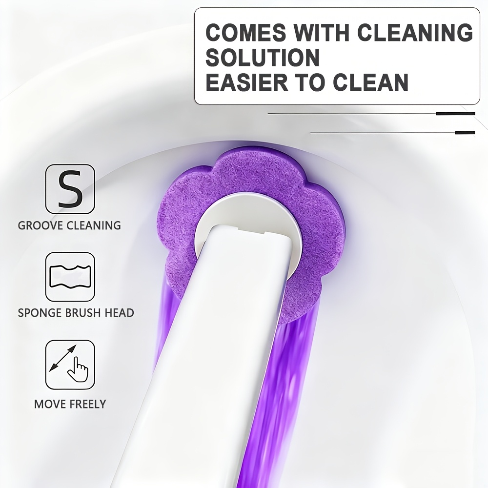 disposable toilet brush with replaceable heads modern plastic toilet and detail crevice scrubbing brush set suitable for cleaning toilet corners window   door tracks and keyboards Product details 1