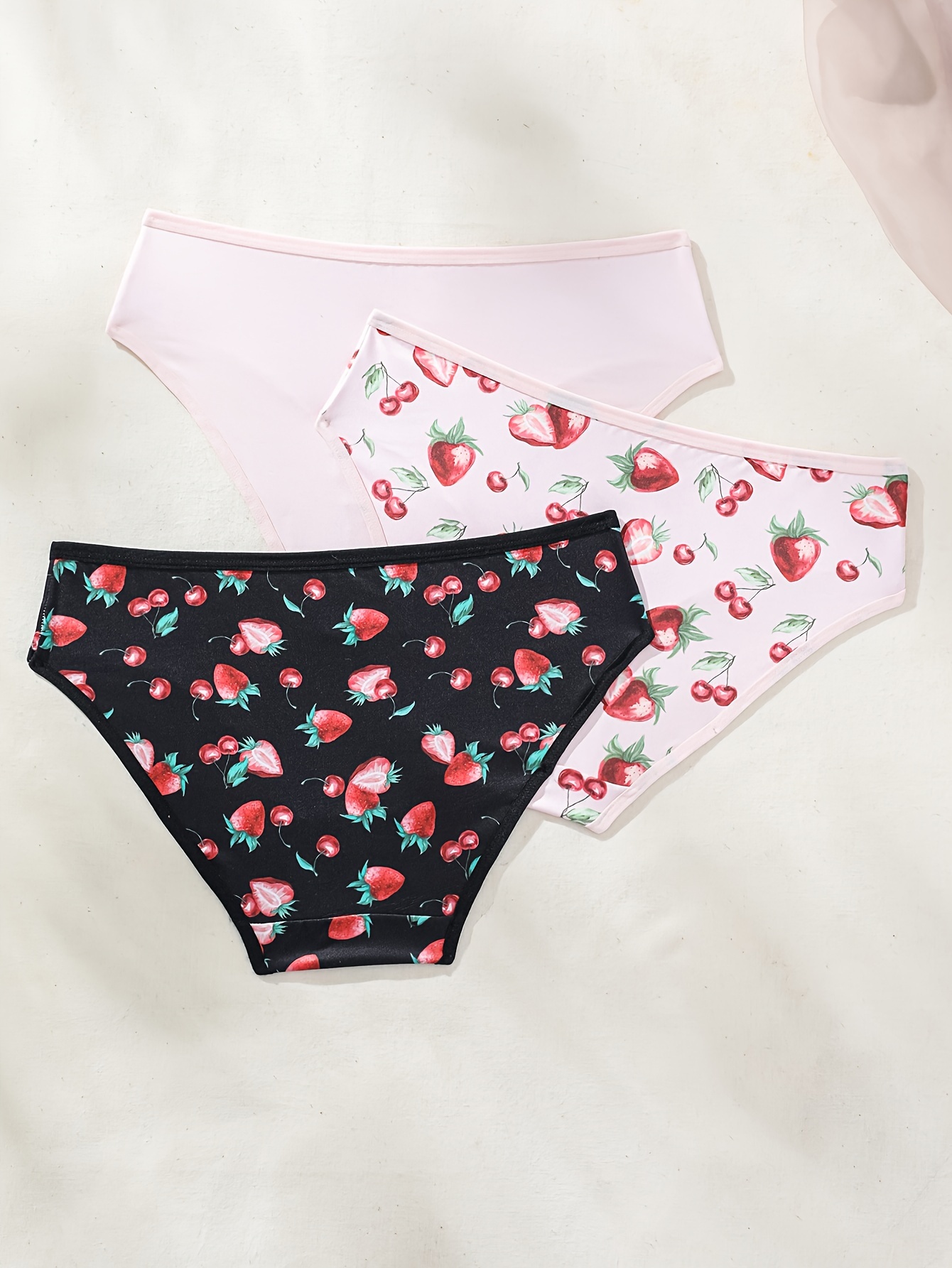 Strawberry Print Briefs Cute Breathable Intimates Panties - Temu