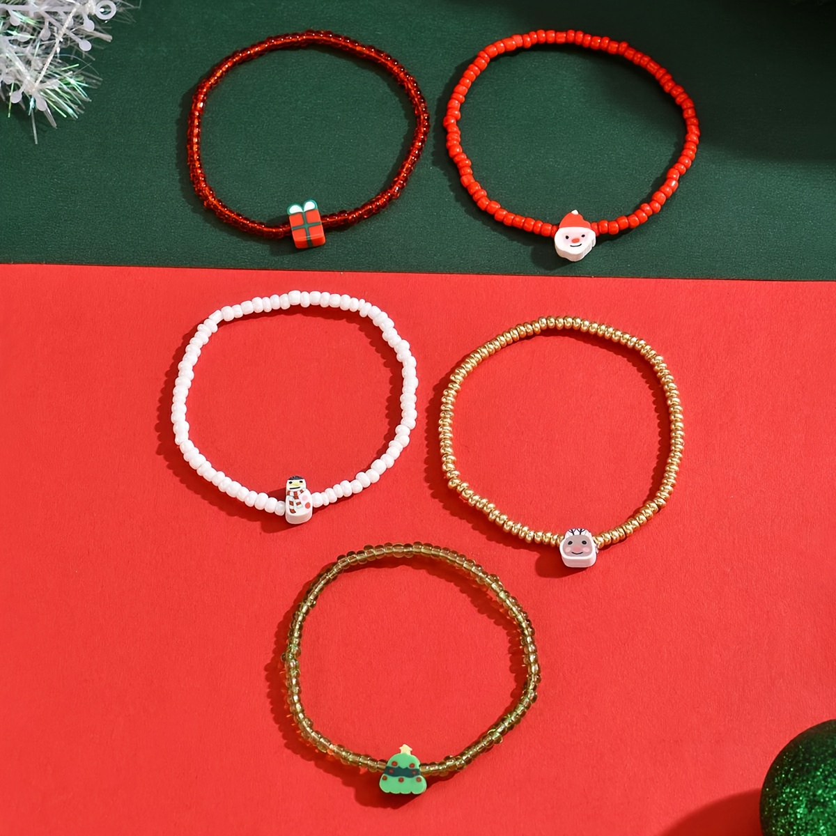 5pcs Bohemian Stretchable Elastic Handmade Beaded Bracelet Set