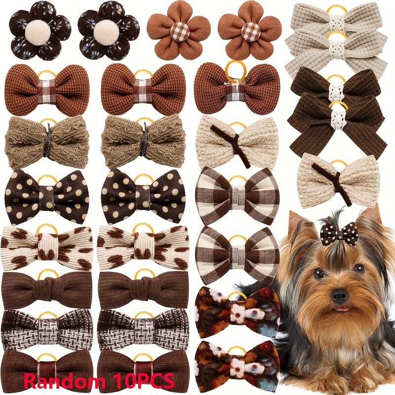 TEMU 10pcs Bandeaux Tête pour Animaux de Compagnie , Aléatoires, Petits Fleurs et Nœud, Décoration de Toilettage pour Chien et Chat