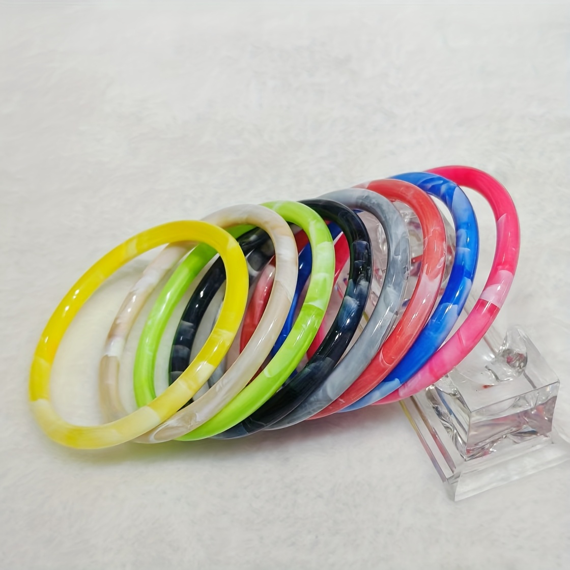 Two Tone Resin Bracelet Boho Spiral Pattern Unplated Inlay for Women