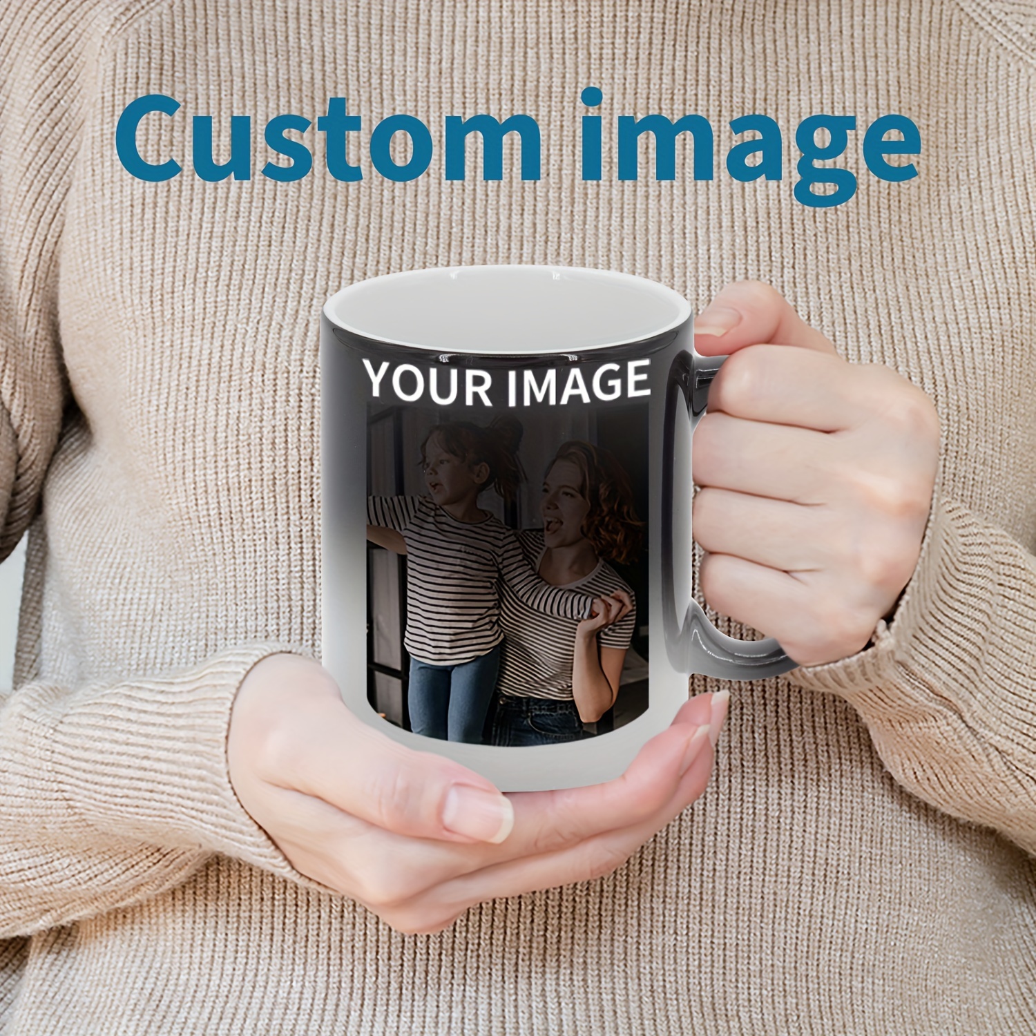 

Personalized Ceramic Mug 1pc Custom Mug 11 Oz. Sublimation Color Changing Mug-black Gifts & For Men And Women , Valentine's Day, Christmas