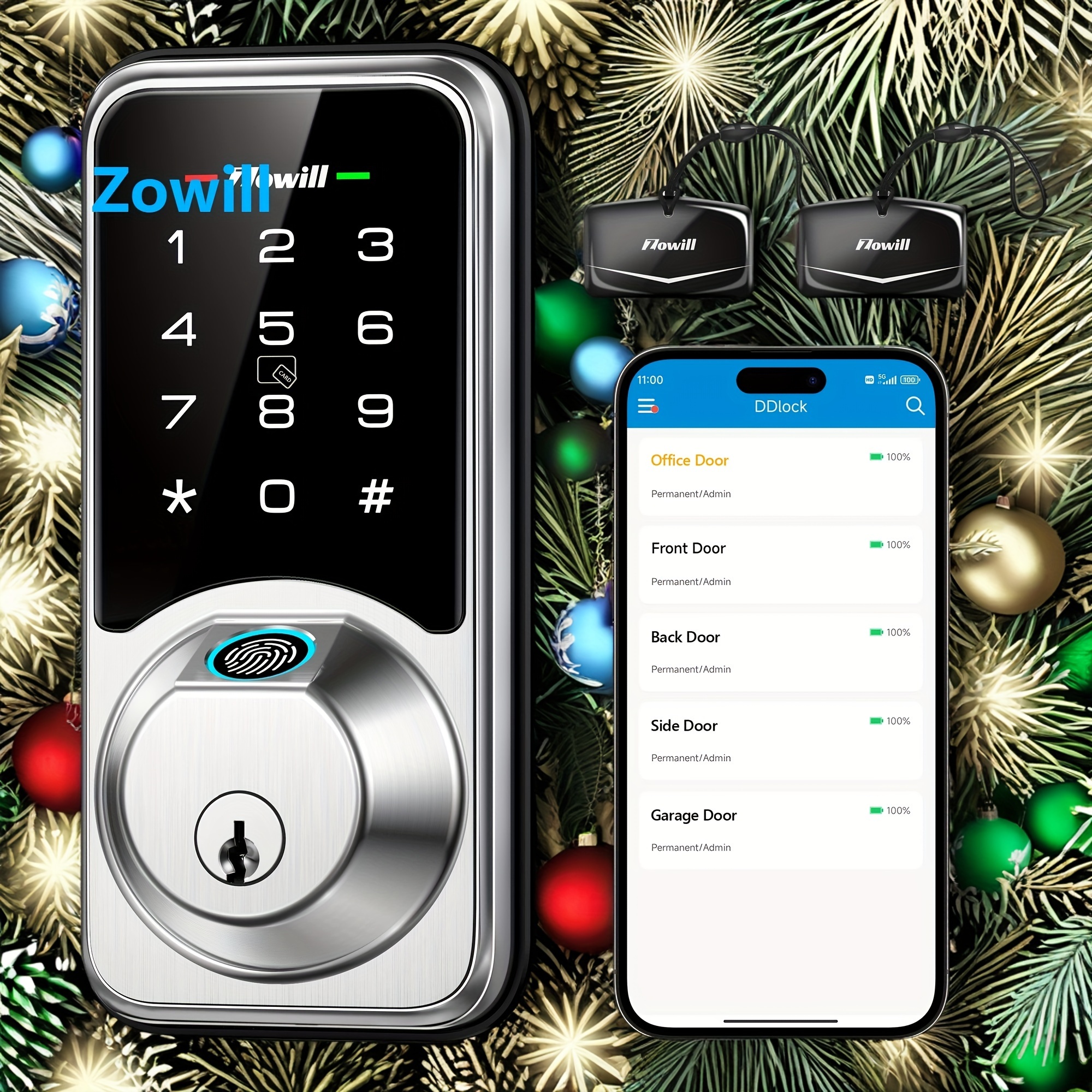 

Door Lock, Lock - 7-in-1 Entry, Touchscreen Keypad, , App Control,