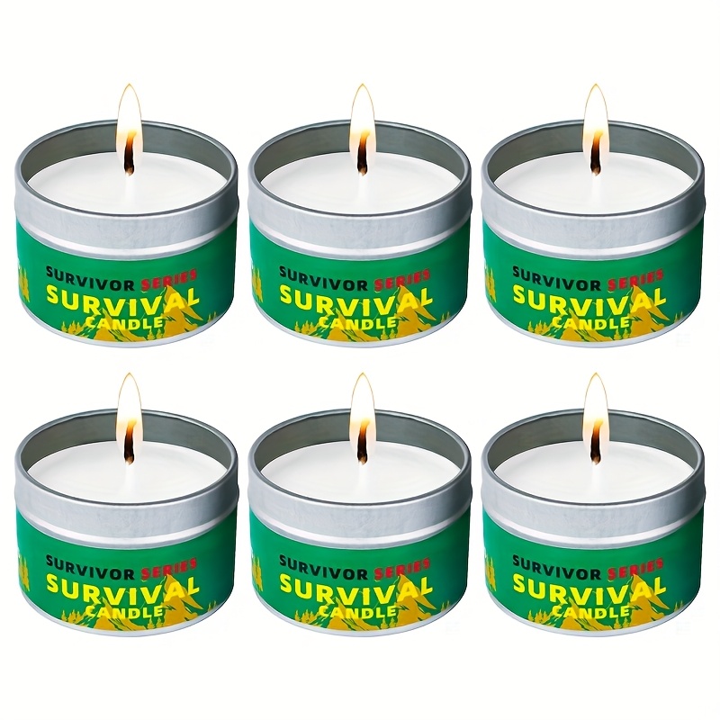 Image of 6 Pack Smokeless Windproof Emergency Candles 24 Hour Long Burning Survival Soy Candles For Power Outage Survival Camping Hunting Outdoor Activities - Father's Day Gift