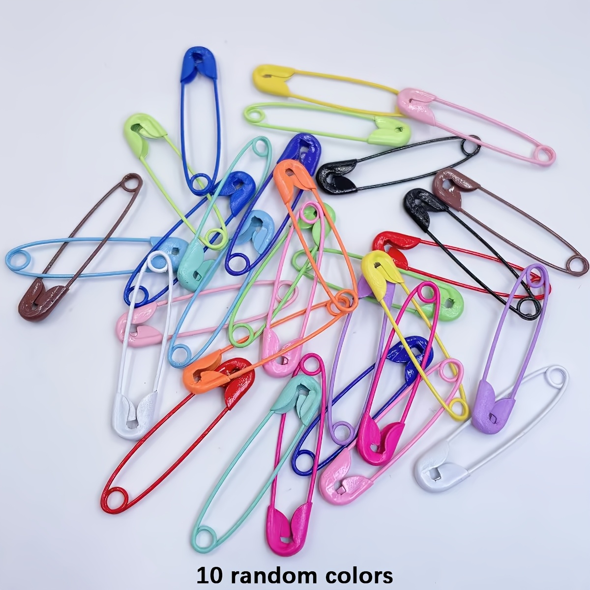 TEMU 10pcs Colored Safety Pins, Multi-functional Large Size Pins, Clothing Fixing Pins, Random Colors, Very Suitable For Sewing And Crafts, Clothing