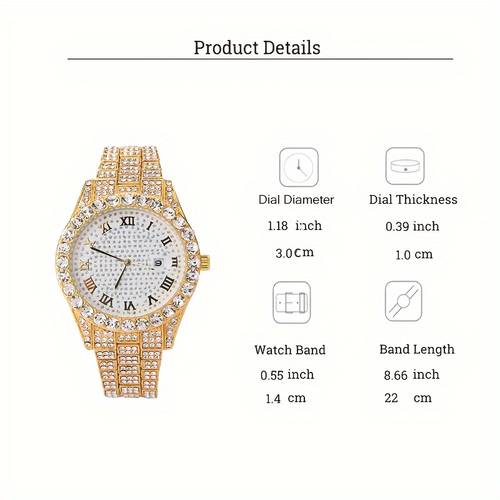 a set of 3 pieces featuring a stylish hip hop watch set with waterfall chain bracelet and necklace sparkling water suitable for mens fashion