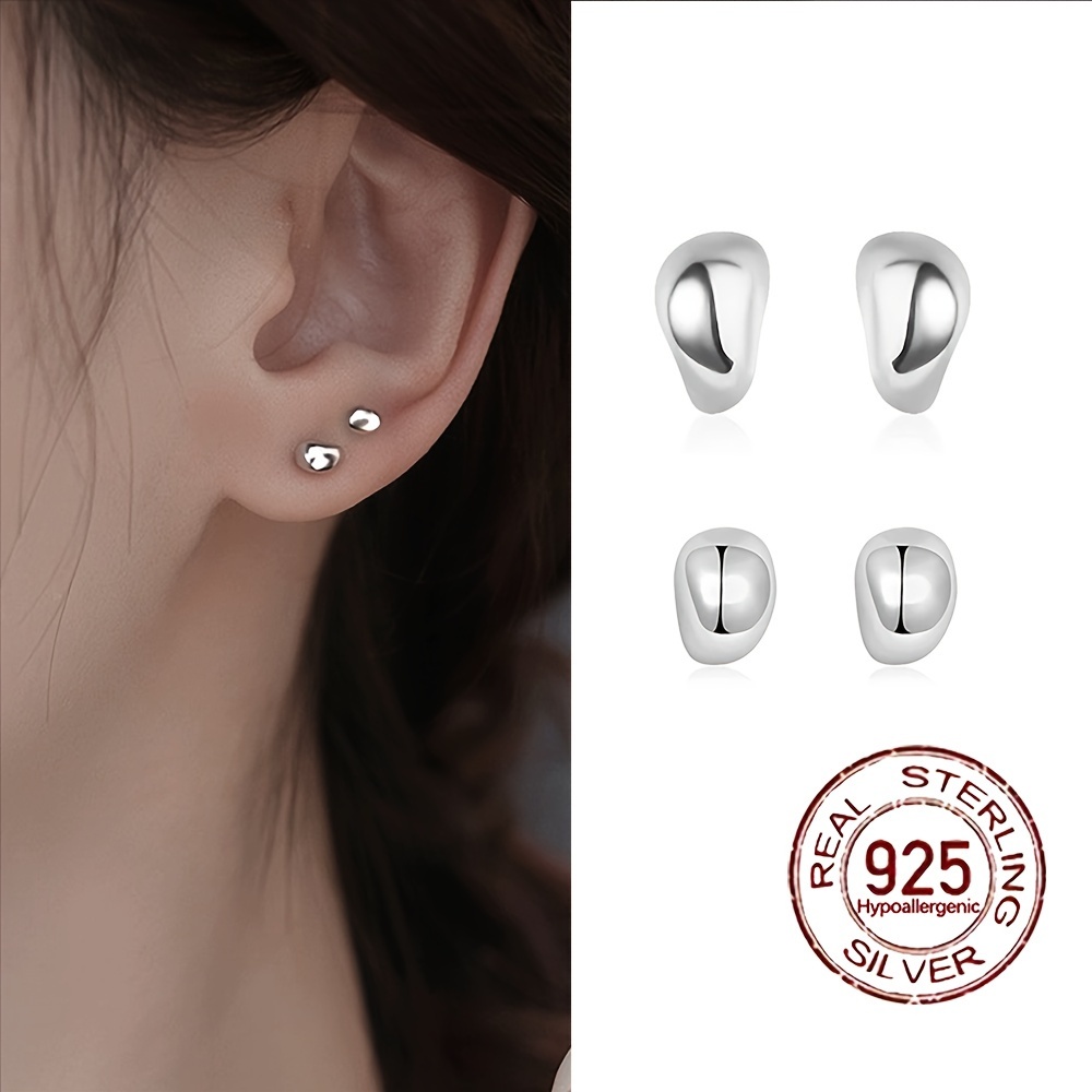 

S925 Sterling Silver Small Stone Stud Earrings, And Fashionable, Hypoallergenic, While Sleeping Without Needing To Off.