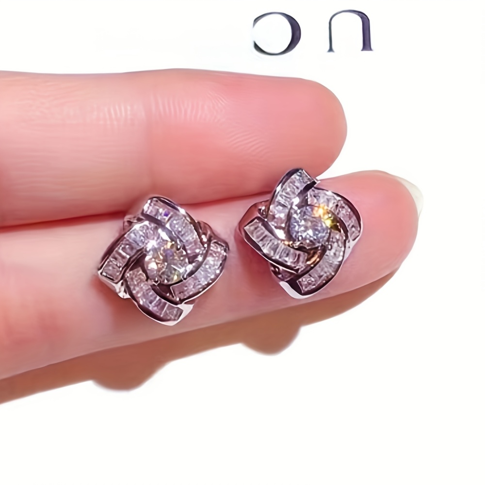 

Chic Mini Silvery Stud Earrings With Sparkling Cubic Zirconia - Hypoallergenic Brass, Everyday & Outdoor Wear