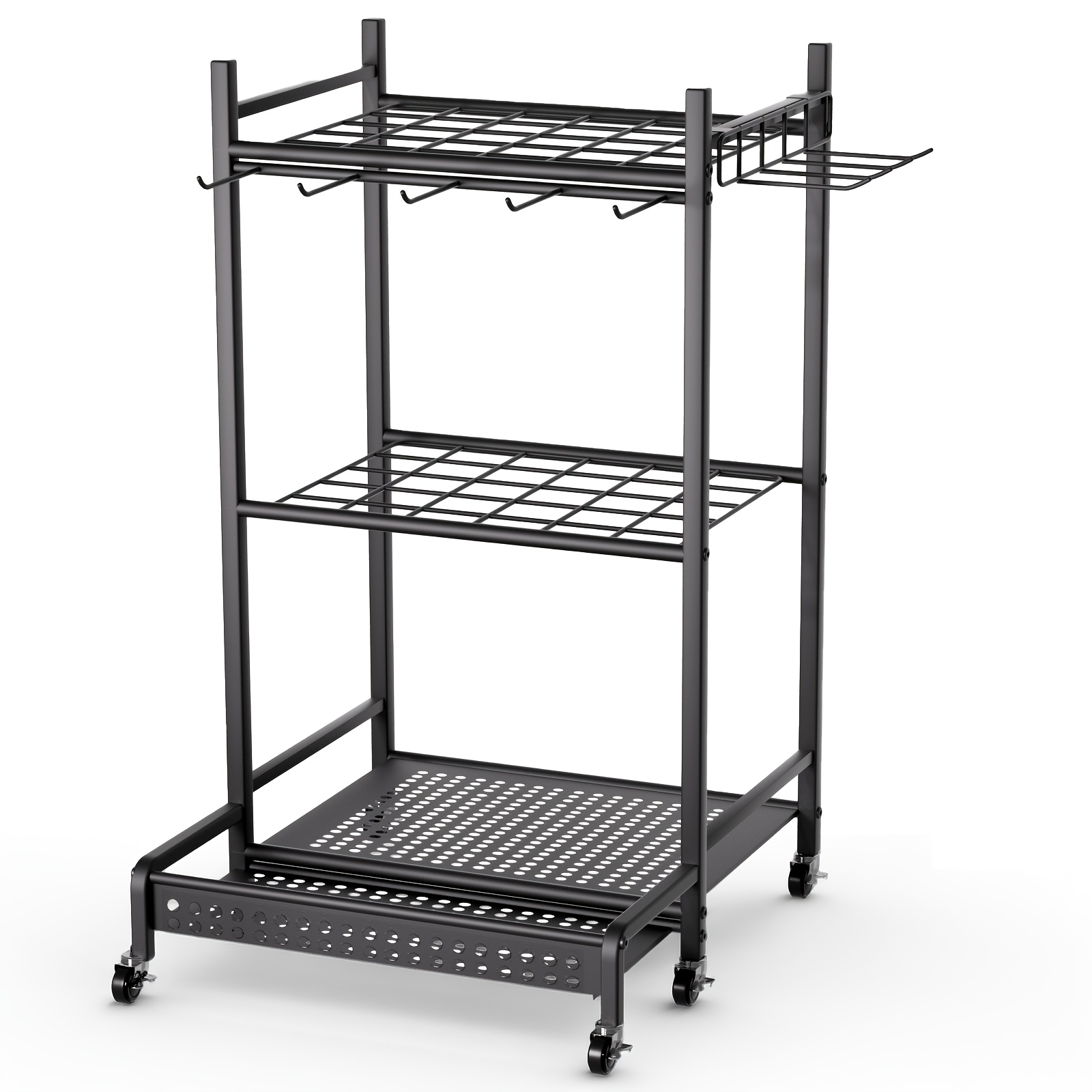 Image of 1pc Garden Tool Organizer, Yard Rack For Garage Organization And Storage, Up To 50 Long-handled Tools/rakes/brooms, Heavy Duty Steel Garden Tool Stand For Shed, Outdoor, Home, Black