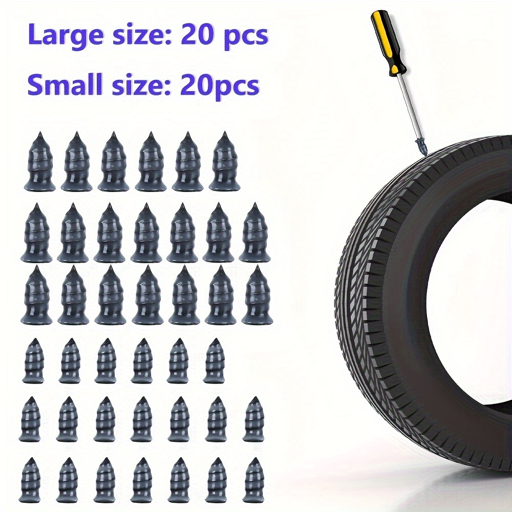 

40pcs Car Tire Repair Rubber Nail, Tire Repair Screw, Tire Rapid Repair Rubber Nails, Vacuum Tire Repair Nail Fast Repair Tool (20 S+20 L)