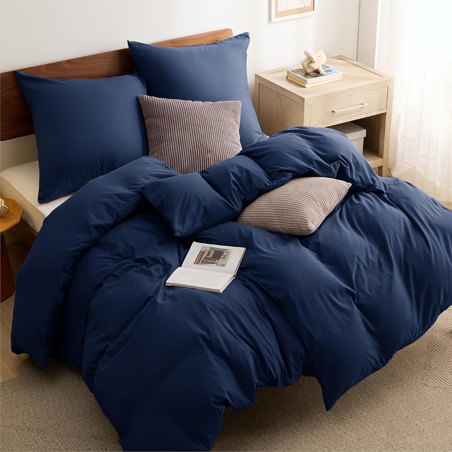 4pcs Bed 135 X 200cm, 120g Brushed Polyester Bed Sets, 2 Duvet Covers 135 X 200cm And 2 Pillowcases 80 X 80cm, -tex Certified, Polyester Microfibre With Zip 4-season Bedding