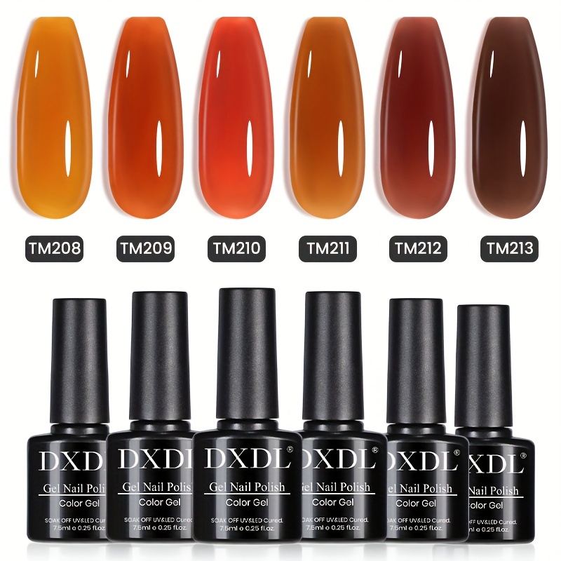 dxdl 6pcs 7 5ml amber gel nail polish set coffee - Temu