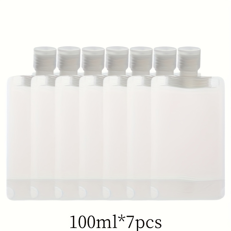 A Set Of 7 Refillable Plastic Cosmetic Containers - Portable Cream Travel Bags Suitable For Shampoo, Lotion, And Skincare Products - Leak-proof, Squeezable, Unscented Bottles In 30ml, 50ml, And 100ml
