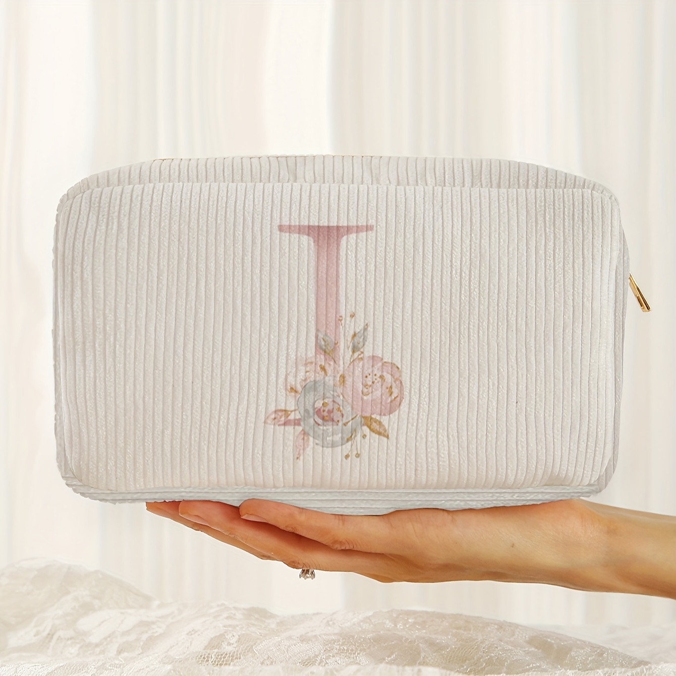 Sweet Letter Flower Pattern Cosmetic Zipper Pouch Versatile - Temu ...