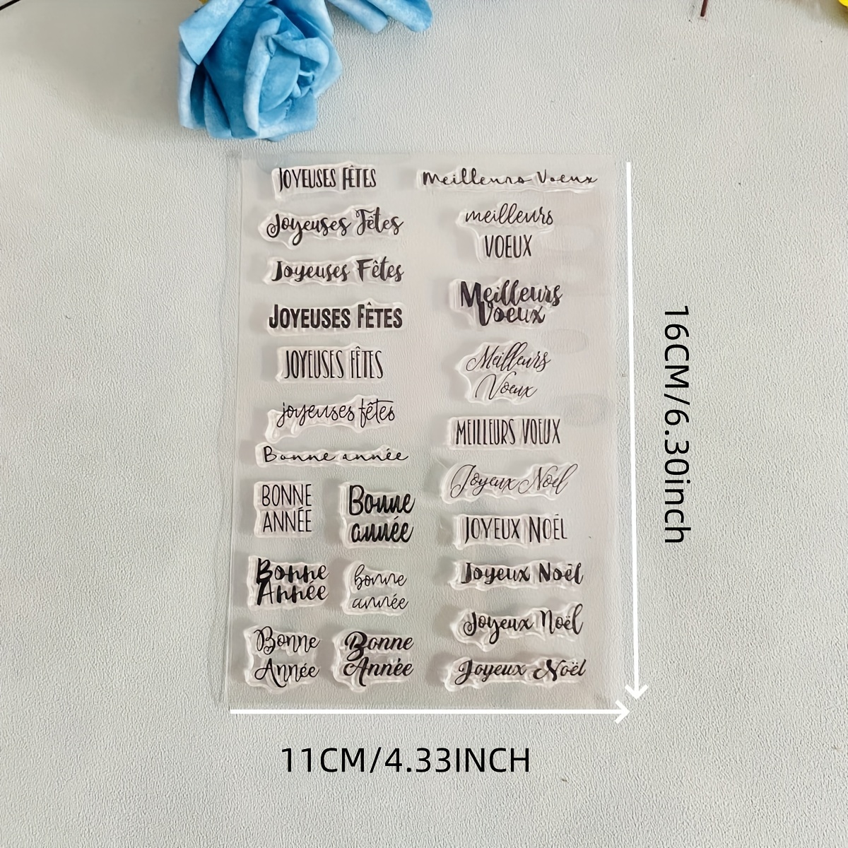 

1 pièce Série française Timbres en silicone transparent clair pour DIY Craft, Thème de fantaisie, Forme rectangulaire avec design de vœux de mariage et de célébration - Matériau silicone+PP