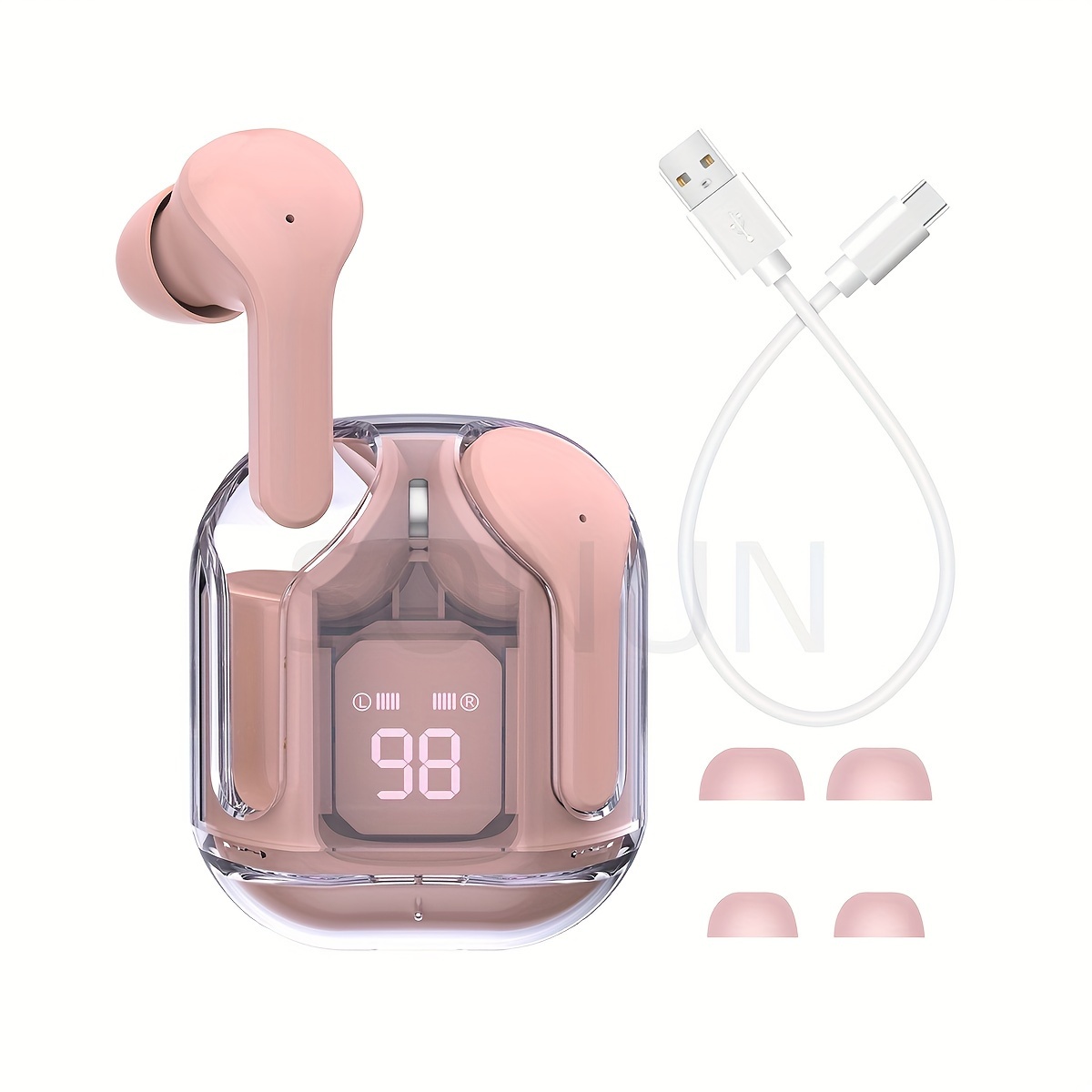 Transparent TWS, No Lid Design, Wireless V5.3 Colorful True Wireless Stereo Earbuds, Silicone In-ear, Touch Button, Hands-free Headset, Battery Capac_voghion.com
