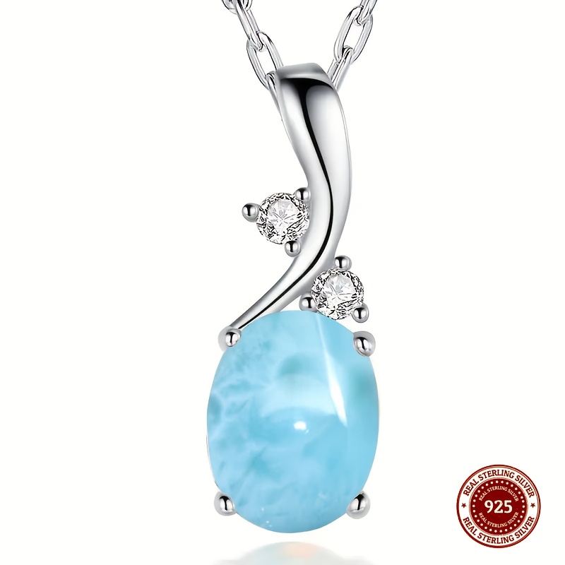 

An S925 Pure Silvery Necklace With Oval Egg Simple And Elegant Style