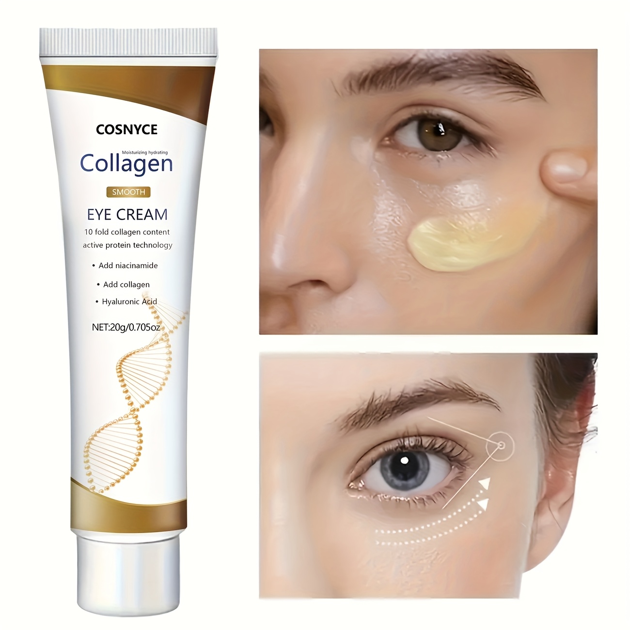 cosnyce collagen eye cream with hyaluronic acid and glycerin   moisturizing formula for dry sensitive light beige all light beige types including sensitive Product details 0