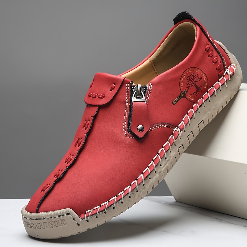 Women's Handmade Casual Loafers, Comfortable Sneakers with Zipper Closure