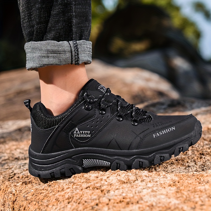 Image of Men's Hiking Shoes Outdoor Trekking Sneakers With Sole & Breathable Mesh Upper - Lightweight Microfiber For Trail, Mountain Climbing, -terrain Traction Suitable For Spring Summer Fall
