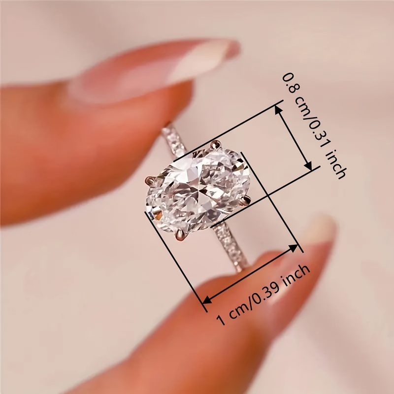 Oval Cubic Zirconia Engagement Ring for Women