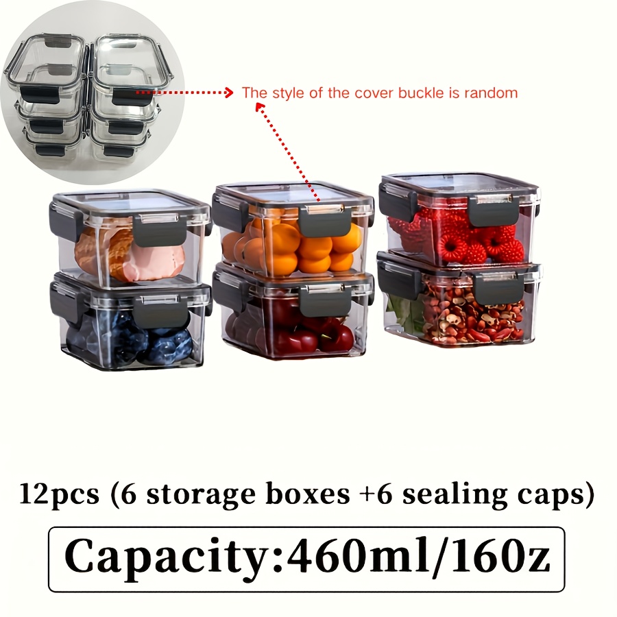 Image of 12pcs Stackable Refrigerator Storage Containers With Sealing Lids - High Pet, Reusable And Durable For Fruits, Vegetables, Meats - Ideal For Kitchen, Cabinet And Fridge Organization