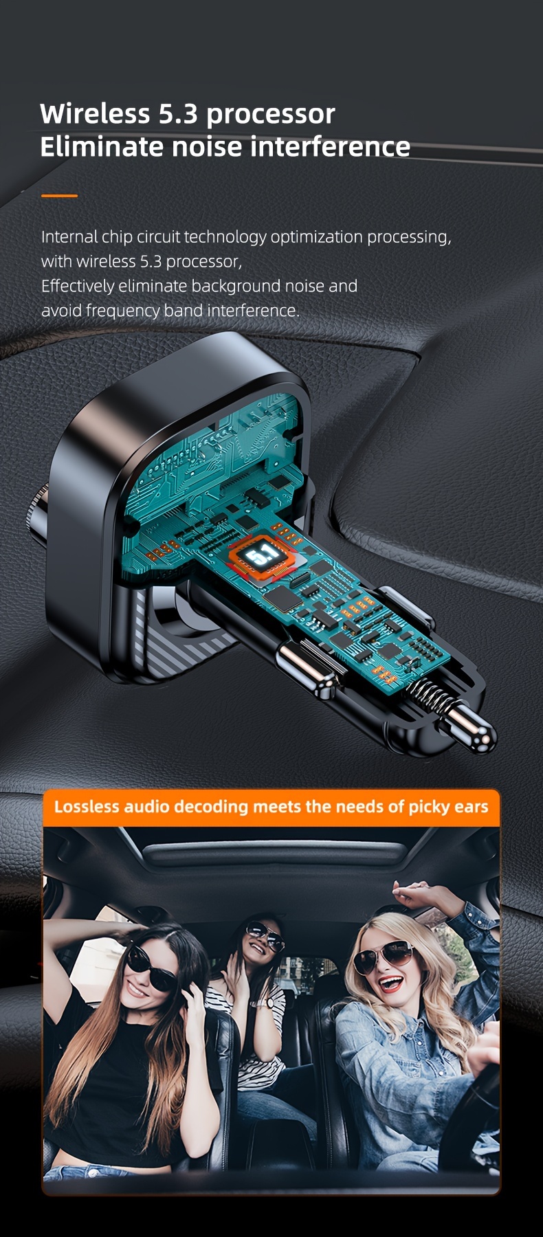 wireless fm transmitter for car wireless 5 3 adapter car type c pd30w qc3 0 supports   system for car supports tf card and usb stick details 3