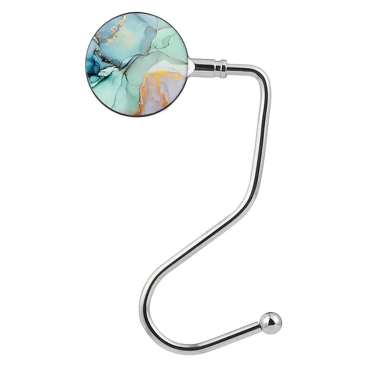 TEMU 2d Flat - 1pc 2d Pink Marble Pattern Hanging Hook Exquisite Printed Purse Folding Hanger For Tables Desk For Hanging Bags