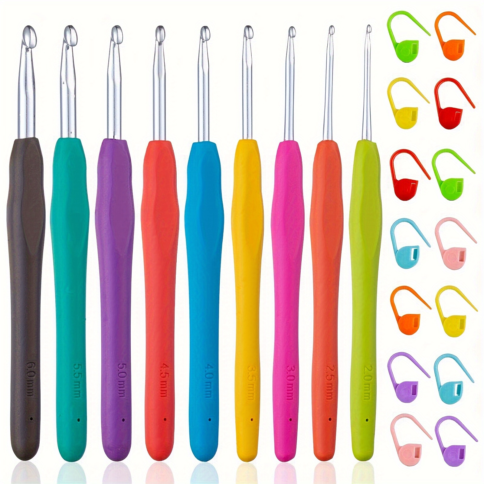 TEMU 23/31pcs Crochet Hooks Set, Ergonomic Handle Crochet Hooks Set, Comfortable Smooth Crochet Needles Extra Long Knitting Needles With Markers,