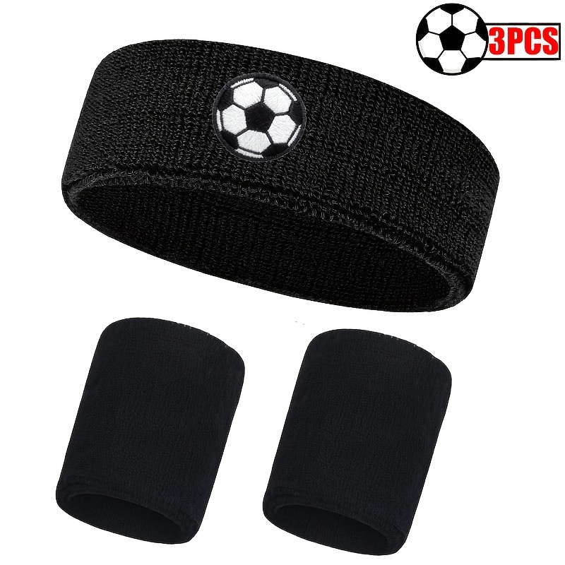 TEMU 3pcs Wristbands And Ball Logo Hairband Set, Elastic, Soft, Comfortable And Breathable, Suitable For Sports Such , Basketball, Running And