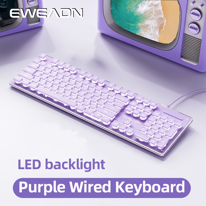 

Eweadn V3 Gaming Wired Keyboard Mechanical Led-backlit, Purple Office Keyboard Silent Full Size, Keyboards Slim, Portable Computer Accessories, Compatible With Windows/laptop For