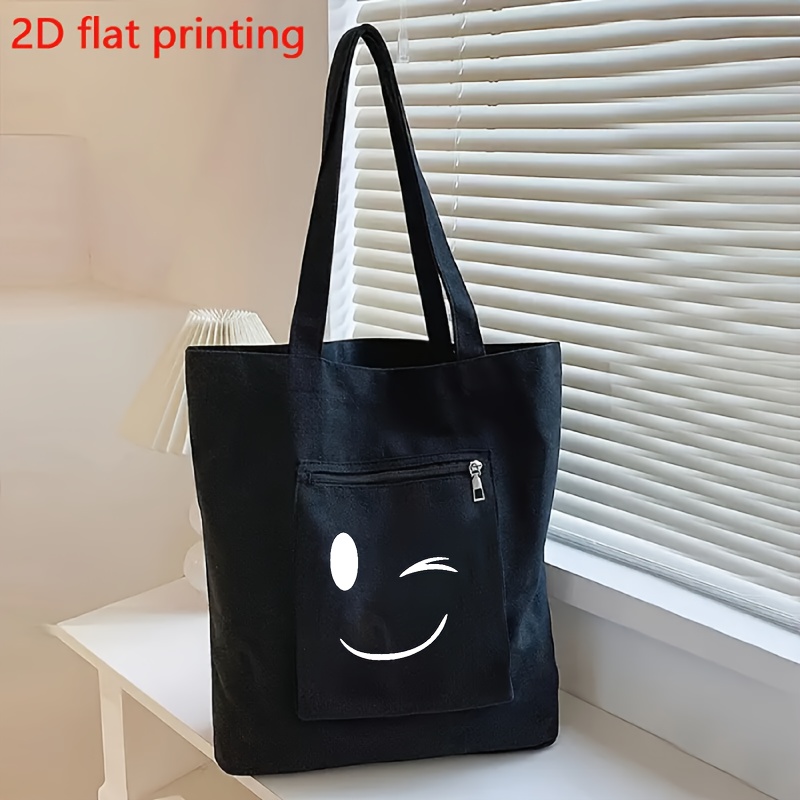 TEMU Sac fourre-tout grande avec imprimé et clin d'œil - Sac à bandoulière spacieux et durable, sac pour ordinateur portable, sac à une seule