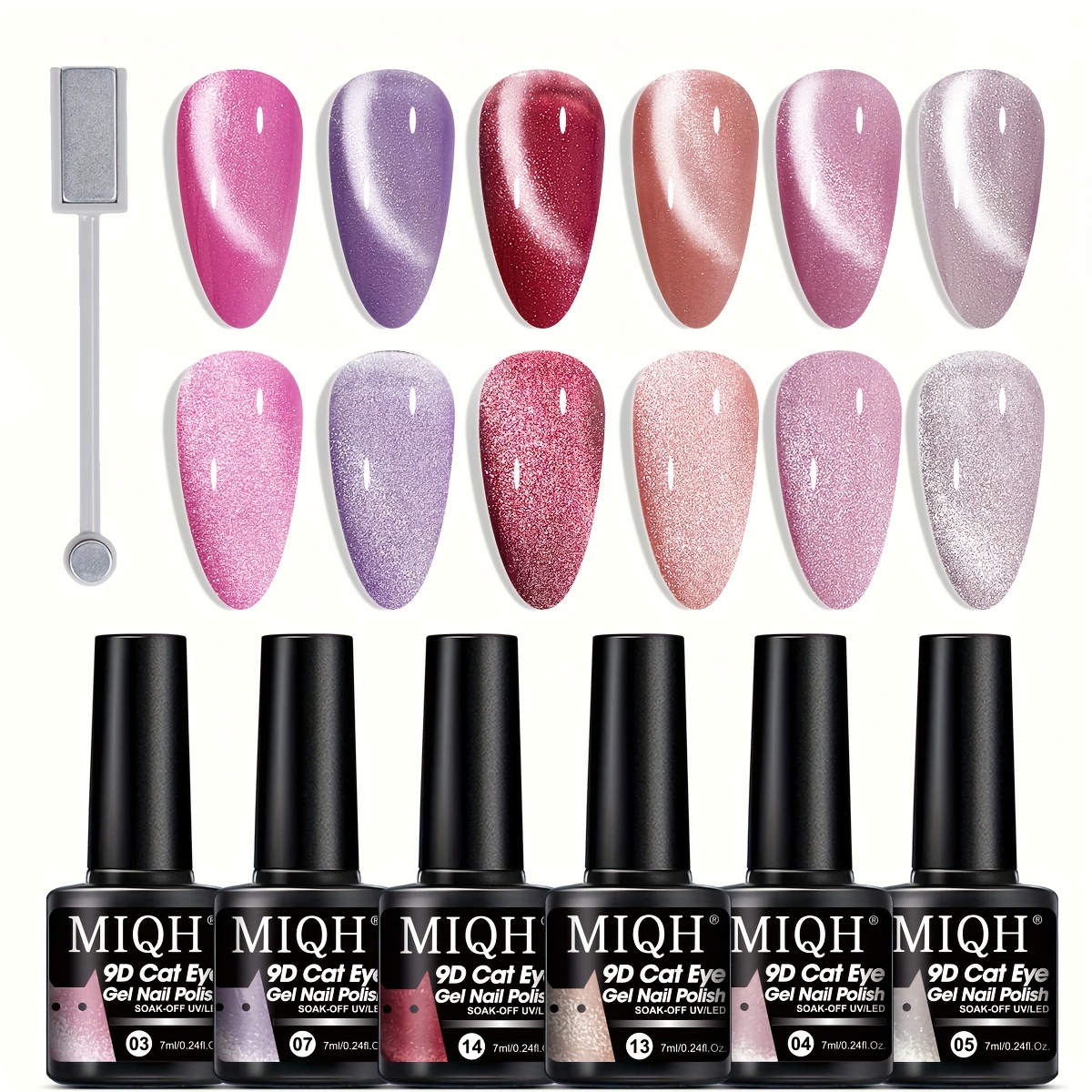 Image of Cat Eye Gel Nail Polish Set, - 0.24oz, High Gloss Transparent Effect, Gel With Magnetic Wand, Unscented Diy Manicure For Nail Art, Christmas & Halloween Gift