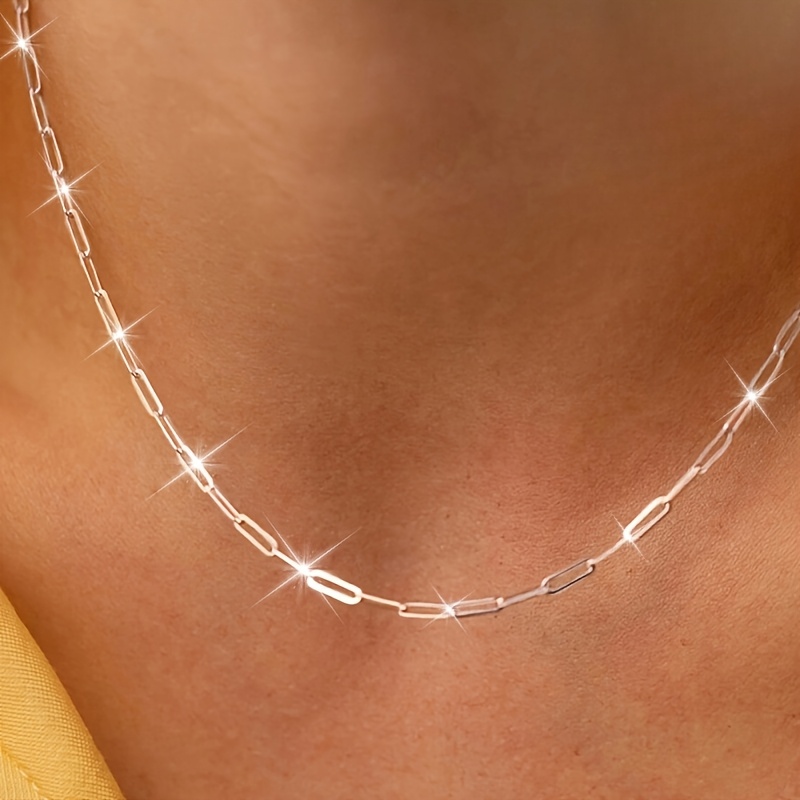 TEMU 1pc Women's Adjustable Hypoallergenic Square Chain Necklace - Multi-strand Suitable For Parties, Weddings & Daily Wear, Minimalist Elegant Collar, Wearable Jewelry