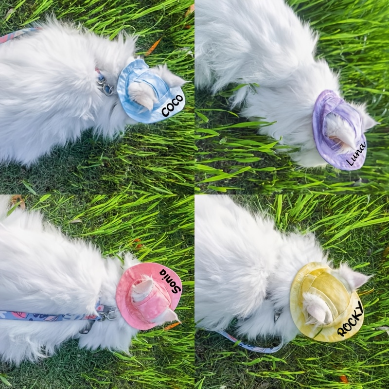 [Customized]Personalized Pet Bucket Hat Custom Name Font Pet Sun Cap for Dogs Cats Outdoor Adjustable Pet Hat Cute Puppy Kitty Fashion Additions
