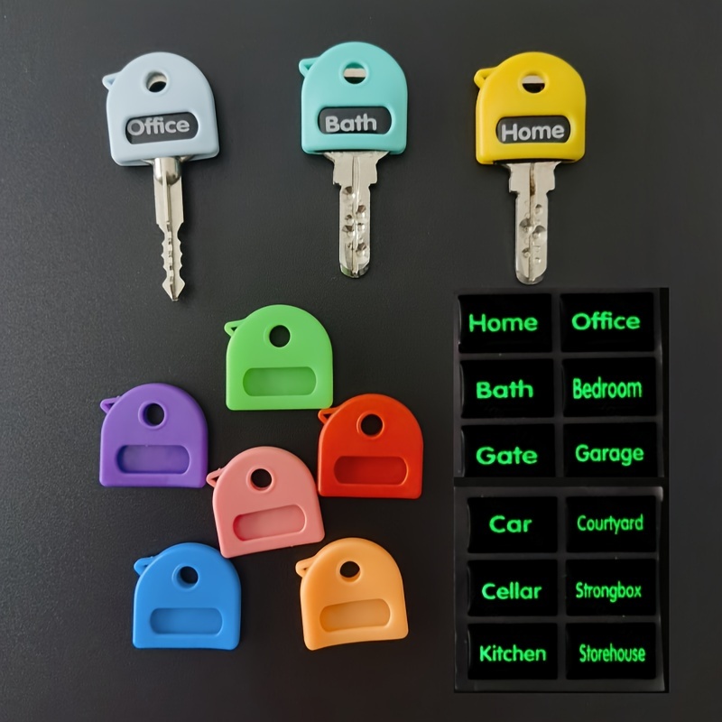 

21pcs Resin Key Cap Covers & Luminous Key Identifier Tags Set - Easy-to-find Glow Key Rings With Labels For Home, Office & More