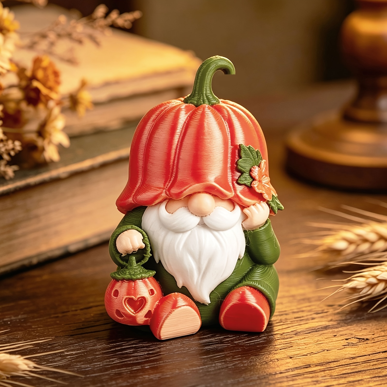 TEMU Autumn Pumpkin Gnome Courtyard Ornament, Adorable Pumpkin Hat Gnome Garden Statue, Suitable For Thanksgiving, Christmas, And Halloween
