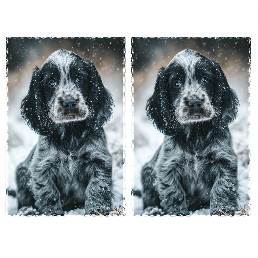 TEMU 2pcs Kitchen Towels Single Sided Printed, 16x24inch, Spaniel Blue Roan Halloween Kitchen Rags Holiday Tea Towels Decorative Dish Towels