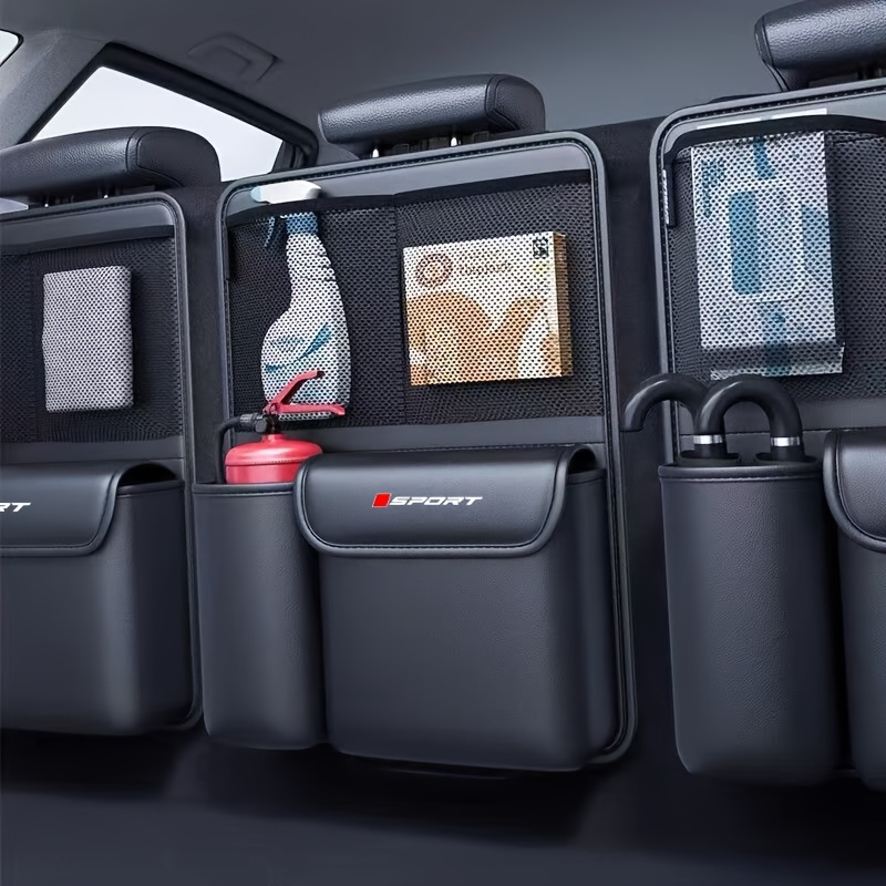 TEMU Multifunctional Storage Bag For Suv Trunk, Made Of High-quality Faux Leather Wear-resistant And Waterproof, With Layered Mesh Pockets For