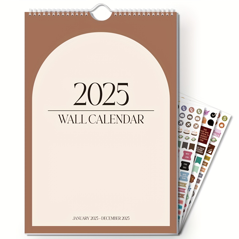 

Calendrier mural TREES 2025 - Planificateur mensuel suspendu avec autocollants, anglais, fêtes des États-, pages de rïerence janvier-décembre