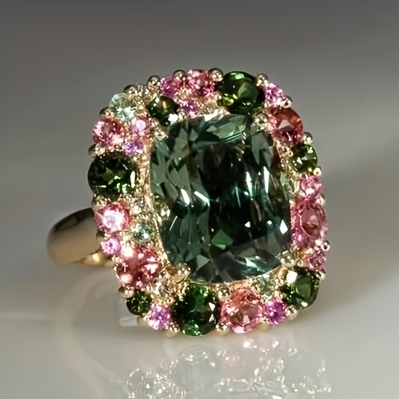 Image of 1pc Women's Fashion Individual Ring Exquisite Luxurious Synthetic Stone Inlaid Ring Women' Wedding Banquet Party Casual All-match Ring Jewelry